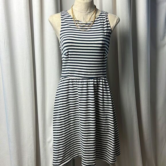 Old Navy Dresses & Skirts - Old Navy Blue and White Nautical Sleeveless Fit and Flare Knee Length Dress